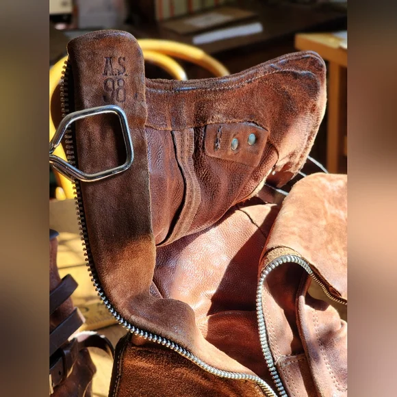 A.S.98 Carter 40 Suede Leather Boots EUC $398 Chestnut Brown 8.5 9 W Boho Moto - Picture 14 of 17
